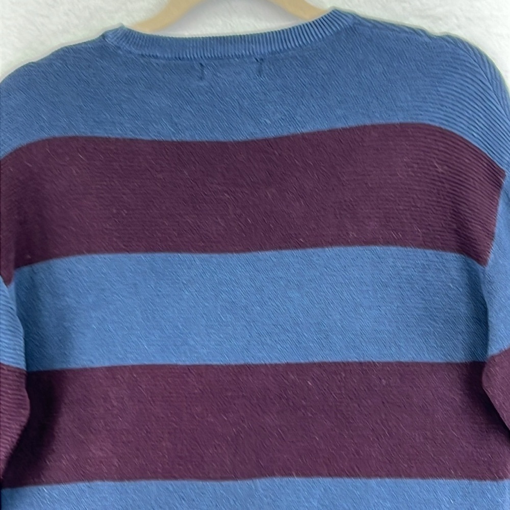 Zara Man Pullover Sweater Sz S/M* Blue/Purple Crew Neck Striped Cotton Blend - Picture 7 of 10